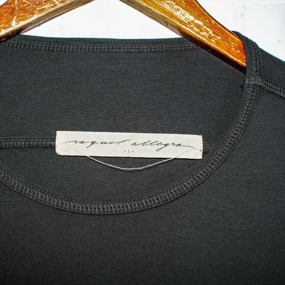 Raquel Allegra Long Sleeve Crew Sweatshirt char Black Size 1 - Picture 3 of 10